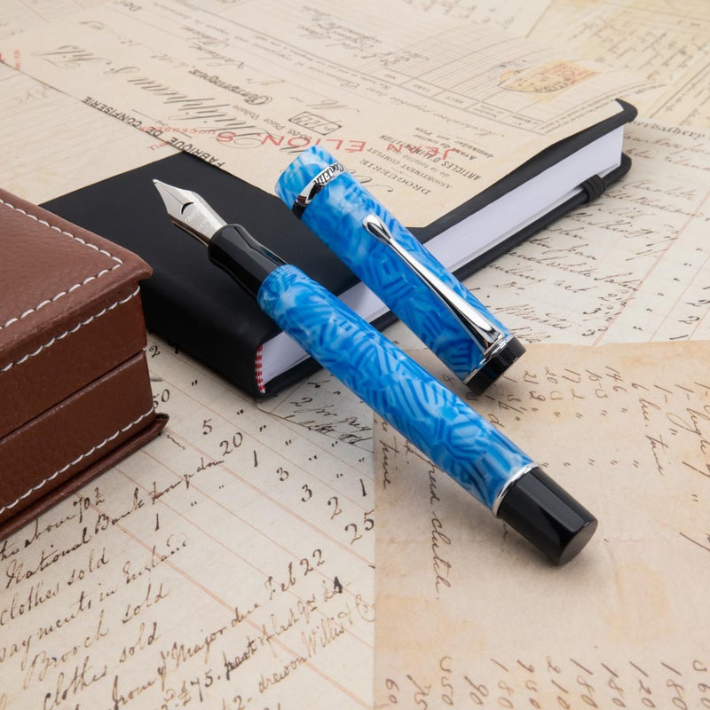 Conklin Duragraph Fountain Pen Ice Blue - Medium Nib, Timeless Writing Instrument with Cool Blue Finish - Image 3